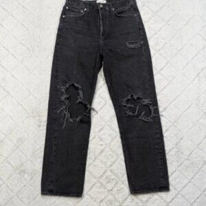 Agolde Jeans Women's 27 Black Audio 90’s Fit Jean High Rise Distressed Cotton